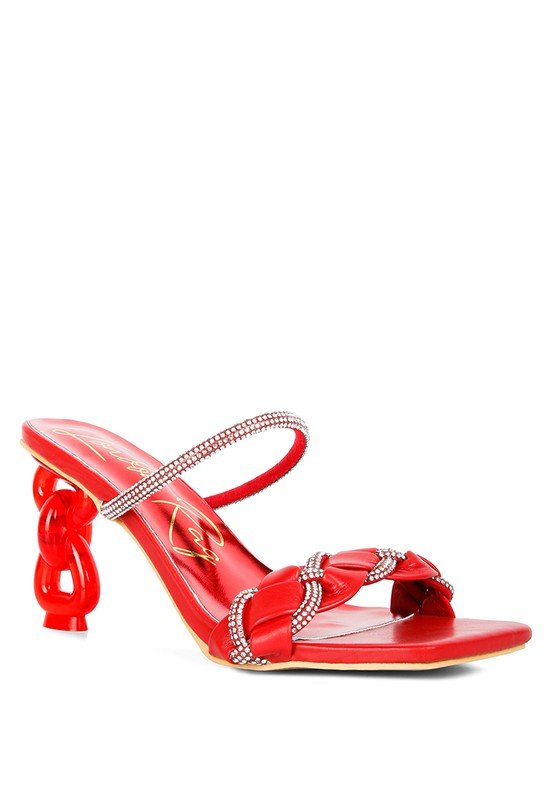 Big Plan Diamante Detail Mid Heel Sandals - Loving It Shop