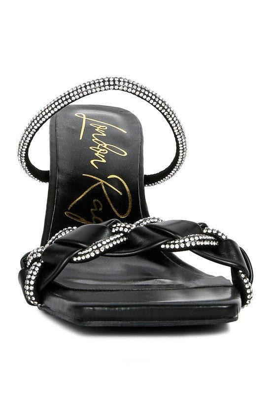Big Plan Diamante Detail Mid Heel Sandals - Loving It Shop