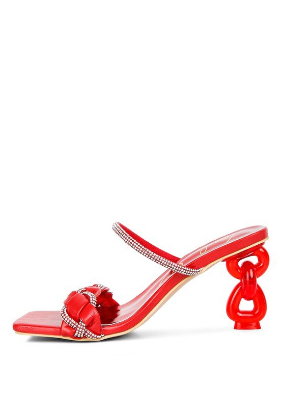 Big Plan Diamante Detail Mid Heel Sandals - Loving It Shop
