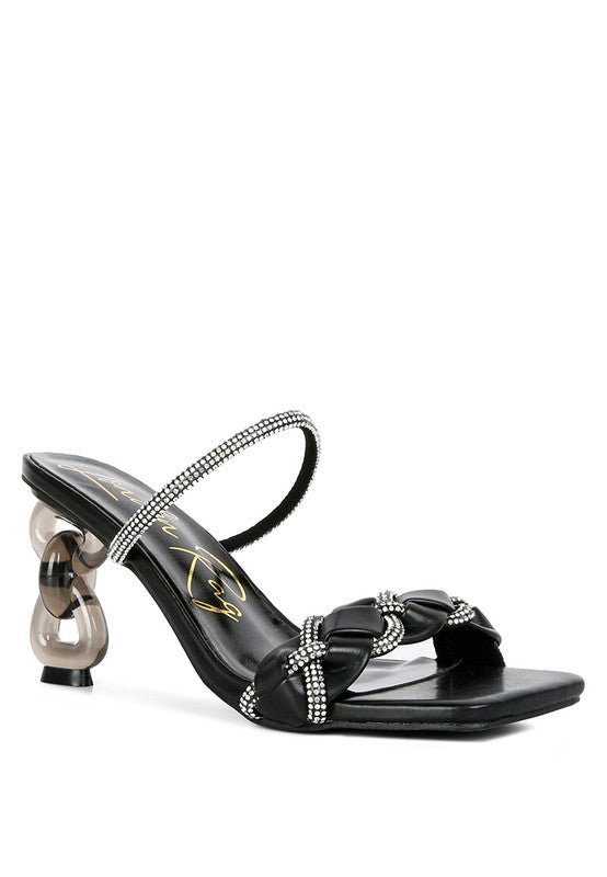Big Plan Diamante Detail Mid Heel Sandals - Loving It Shop