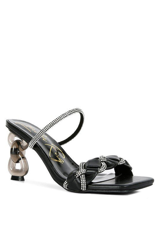 Big Plan Diamante Detail Mid Heel Sandals - Loving It Shop