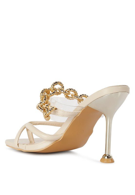Social Bee Link Chain Embellished Heel Sandals - Loving It Shop