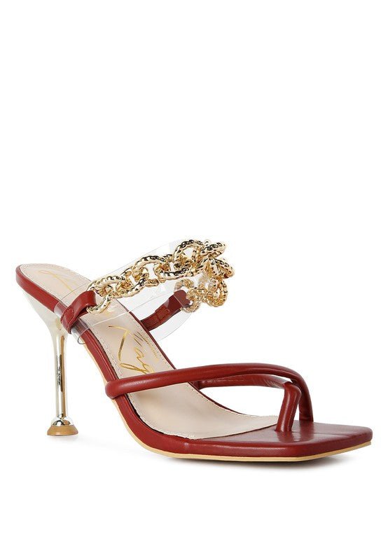 Social Bee Link Chain Embellished Heel Sandals - Loving It Shop