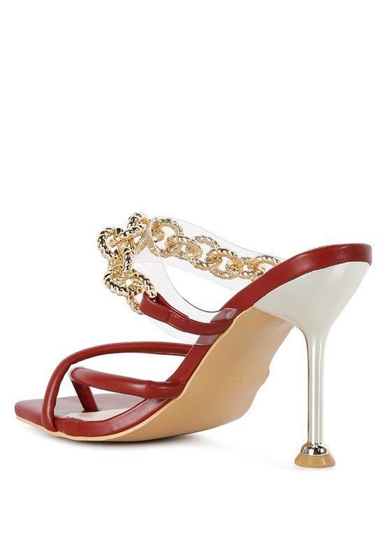 Social Bee Link Chain Embellished Heel Sandals - Loving It Shop