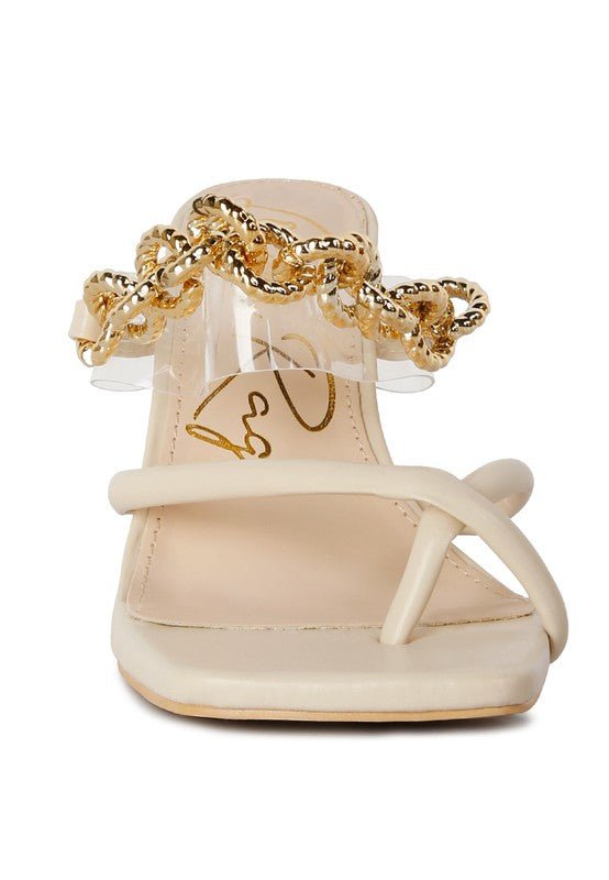 Social Bee Link Chain Embellished Heel Sandals - Loving It Shop