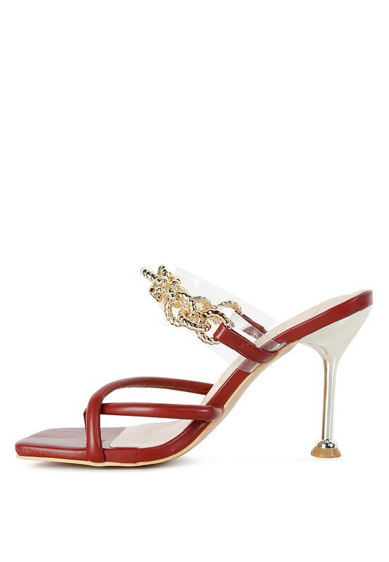 Social Bee Link Chain Embellished Heel Sandals - Loving It Shop