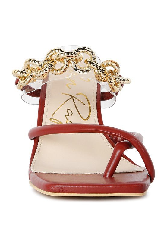 Social Bee Link Chain Embellished Heel Sandals - Loving It Shop