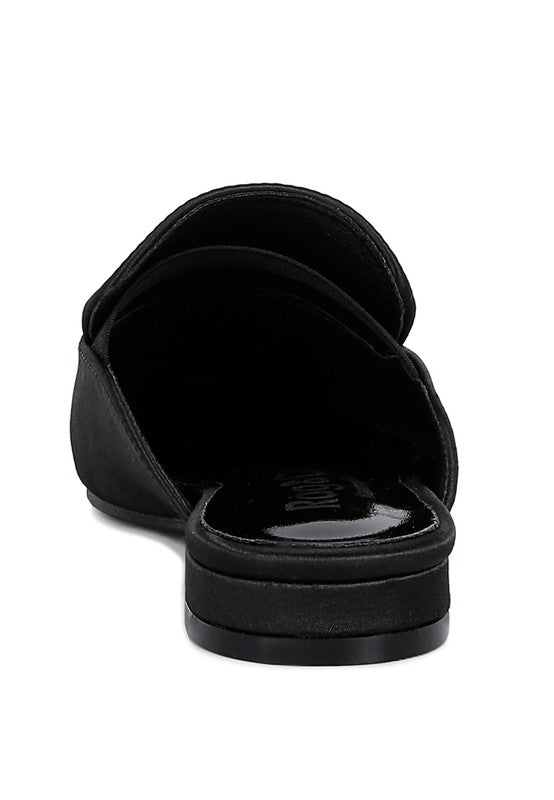 PERRINE Diamante Jewel Satin Mules in Black