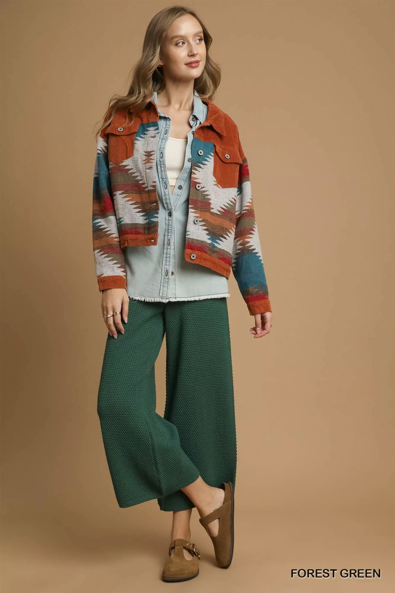 Textured Knit Wide Leg Pants