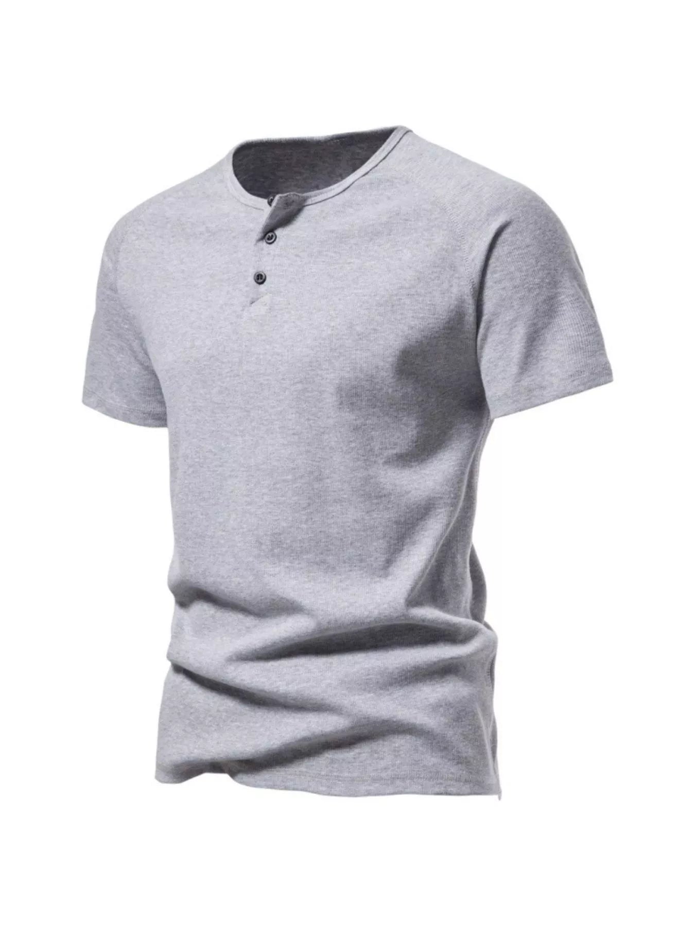 Men's Plus Size Button Detail Casual Henley T-Shirt - Loving It Shop