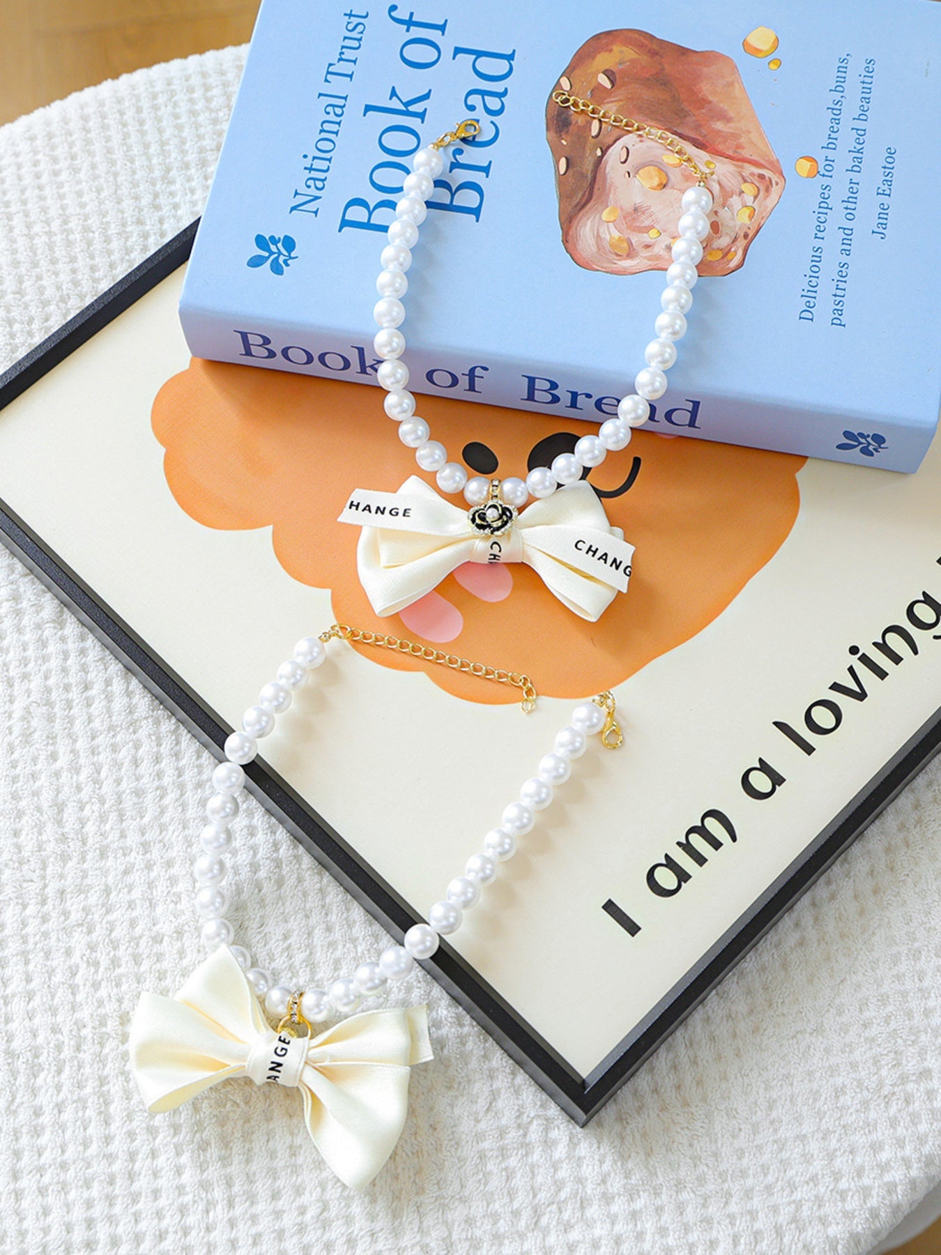 Pearl Bowknot Pet Necklace - Loving It Shop