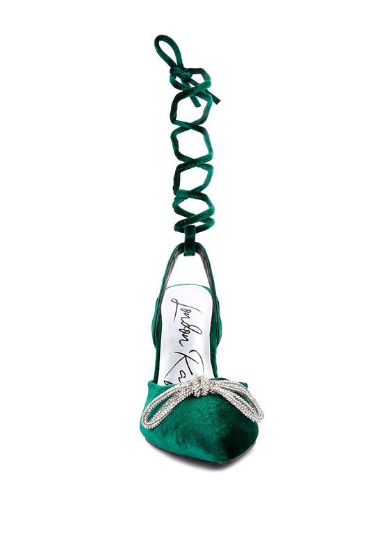 Big Treat Rhinestone Embellished Lace Up Sandals - Loving It Shop