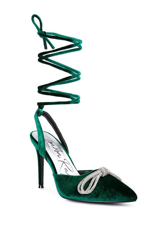 Big Treat Rhinestone Embellished Lace Up Sandals - Loving It Shop