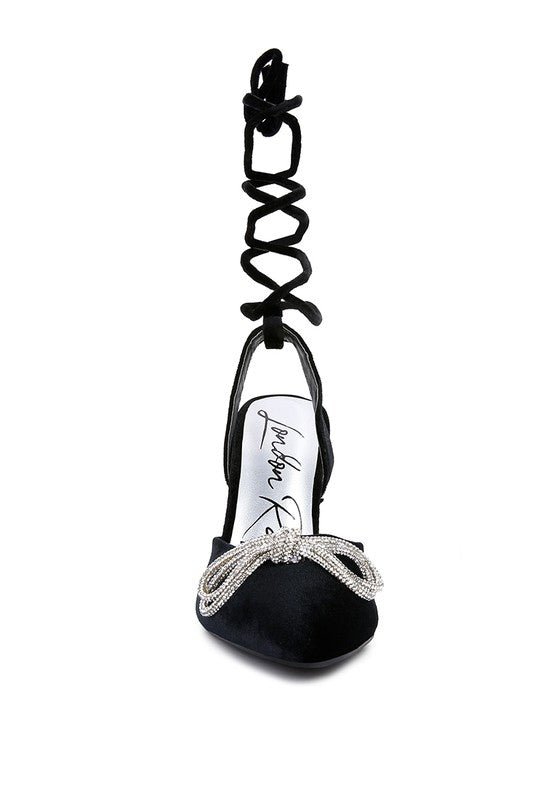 Big Treat Rhinestone Embellished Lace Up Sandals - Loving It Shop