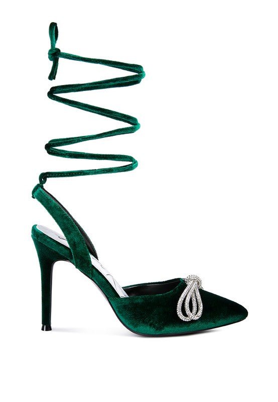 Big Treat Rhinestone Embellished Lace Up Sandals - Loving It Shop