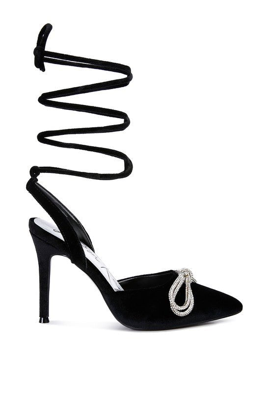 Big Treat Rhinestone Embellished Lace Up Sandals - Loving It Shop