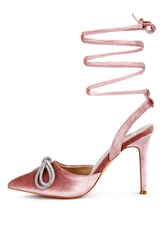 Big Treat Rhinestone Embellished Lace Up Sandals - Loving It Shop