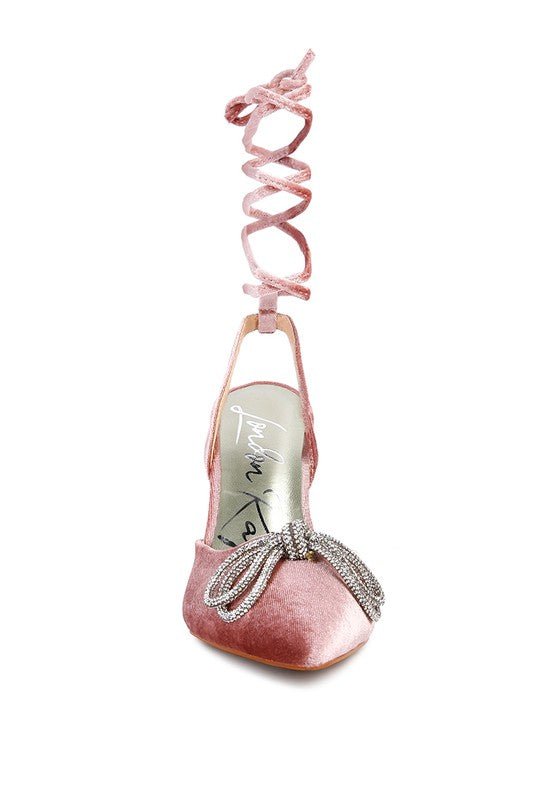 Big Treat Rhinestone Embellished Lace Up Sandals - Loving It Shop