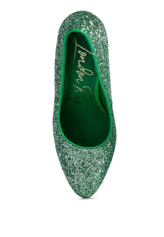 Sugar Plum Glitter Conical Heel Pumps - Loving It Shop