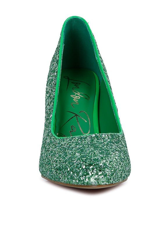 Sugar Plum Glitter Conical Heel Pumps - Loving It Shop