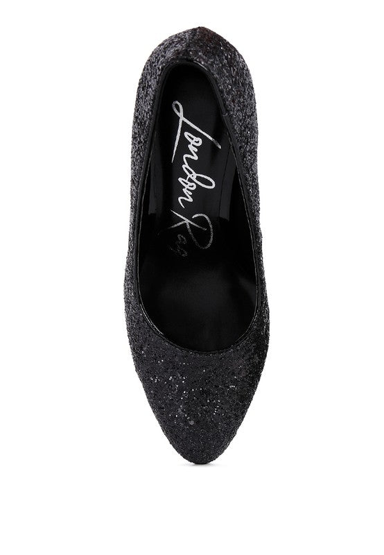 Sugar Plum Glitter Conical Heel Pumps - Loving It Shop