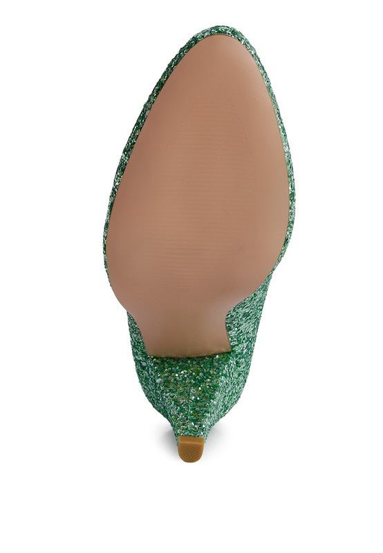 Sugar Plum Glitter Conical Heel Pumps - Loving It Shop
