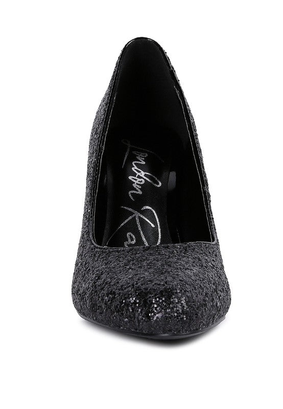Sugar Plum Glitter Conical Heel Pumps - Loving It Shop
