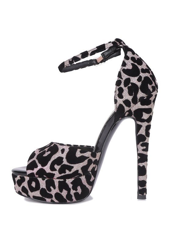 BRIGITTE Leopard Print Peep toe Stiletto Sandal - Loving It Shop