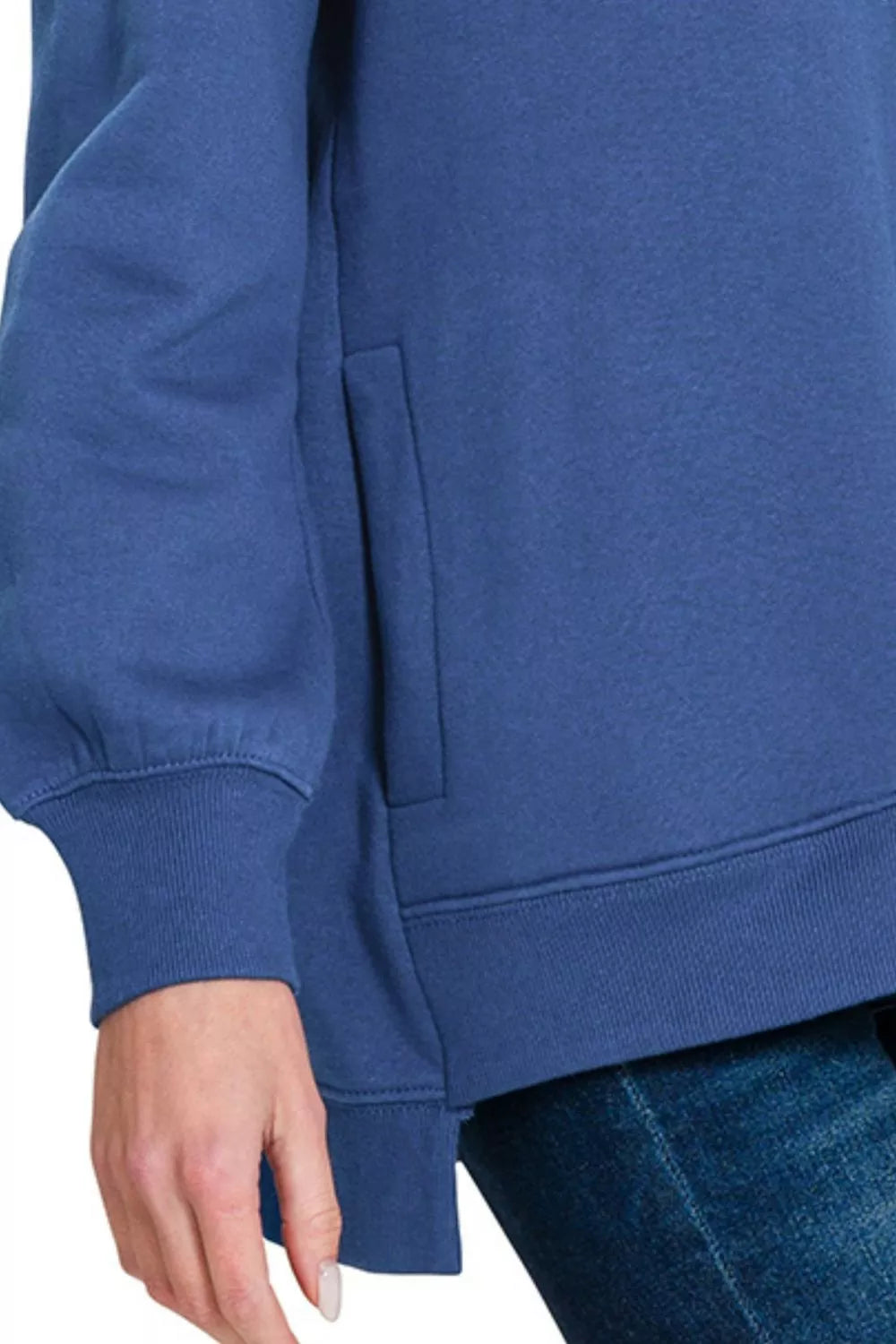 Fleece Hi-low Boyfriend Sweatshirts with Pockets