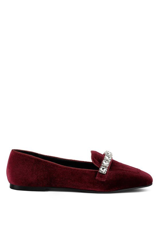 LAMINGTON Handcrafted Velvet Diamante Loafers - Loving It Shop
