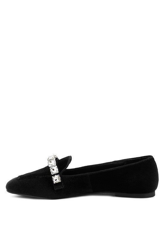 LAMINGTON Handcrafted Velvet Diamante Loafers - Loving It Shop