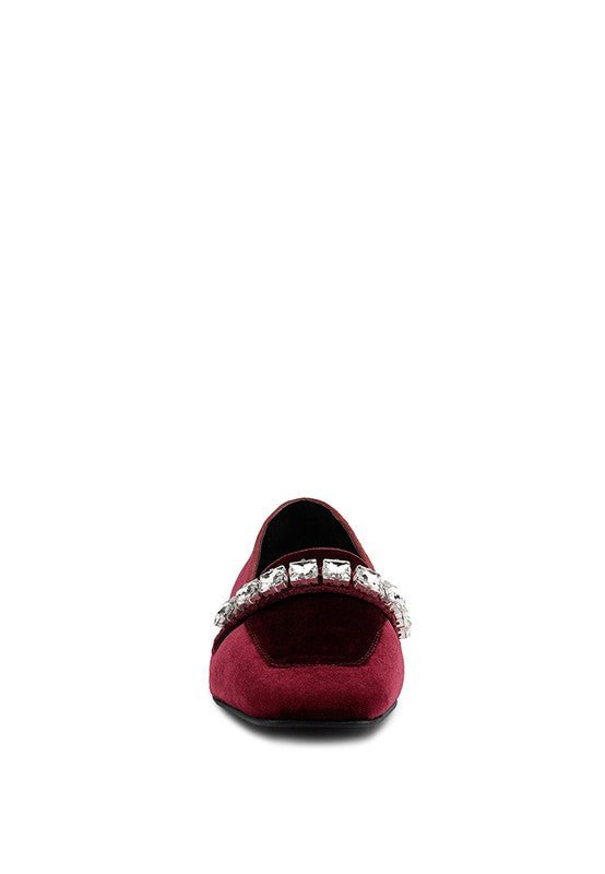 LAMINGTON Handcrafted Velvet Diamante Loafers - Loving It Shop