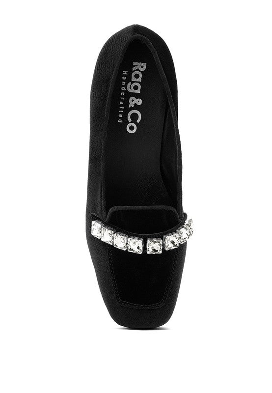 LAMINGTON Handcrafted Velvet Diamante Loafers - Loving It Shop