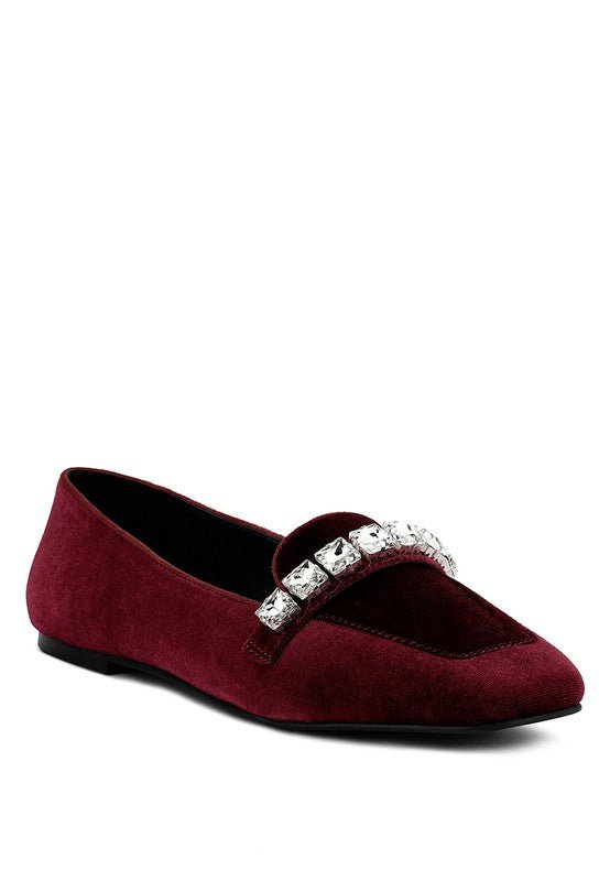 LAMINGTON Handcrafted Velvet Diamante Loafers - Loving It Shop