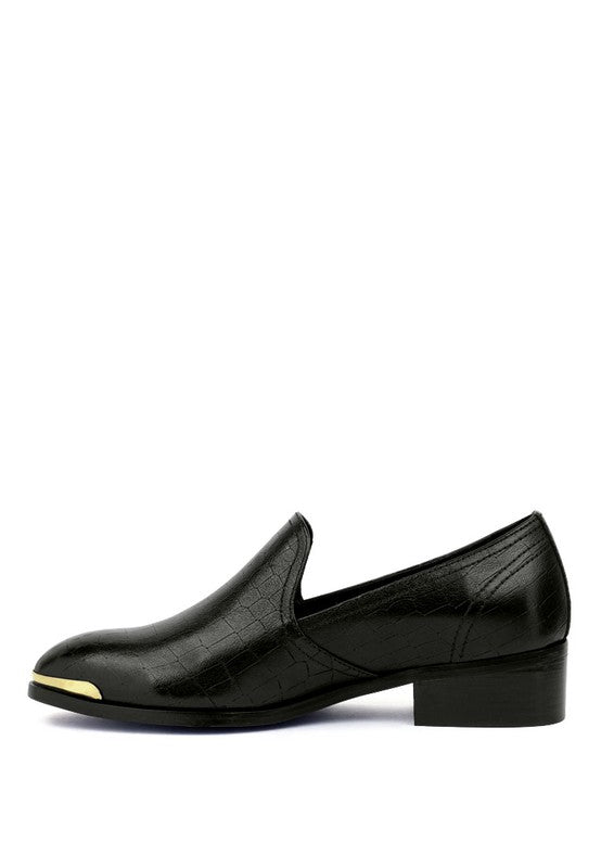 LILLIAM Metal Highlight Casual Leather Loafers - Loving It Shop