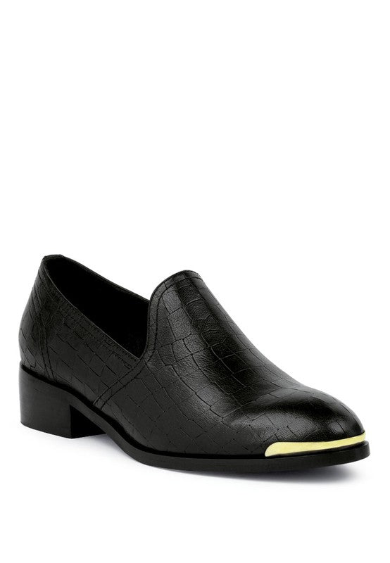 LILLIAM Metal Highlight Casual Leather Loafers - Loving It Shop