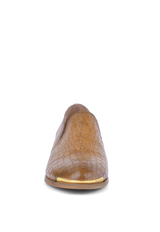 LILLIAM Metal Highlight Casual Leather Loafers - Loving It Shop