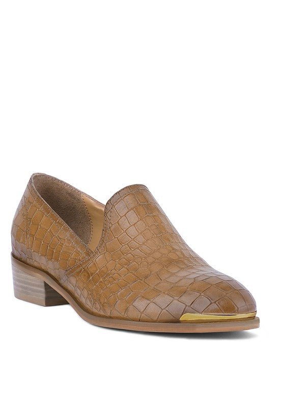 LILLIAM Metal Highlight Casual Leather Loafers - Loving It Shop