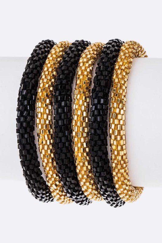 Black Gold Nepal Roll On Bracelet Set - Loving It Shop