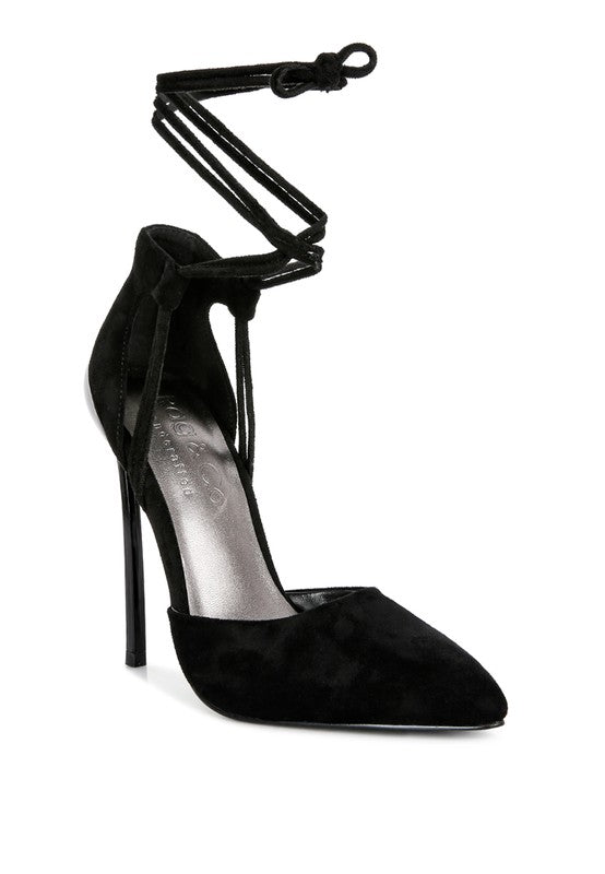 RULE BREAKER Black Lace Up Stiletto Sandals - Loving It Shop