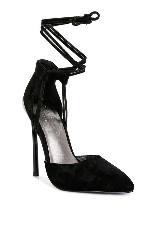 RULE BREAKER Black Lace Up Stiletto Sandals - Loving It Shop