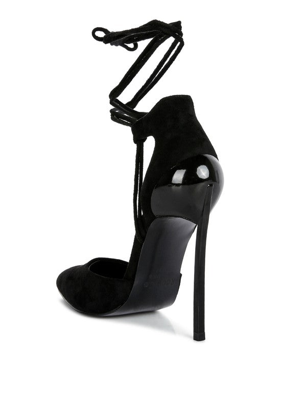 RULE BREAKER Black Lace Up Stiletto Sandals - Loving It Shop