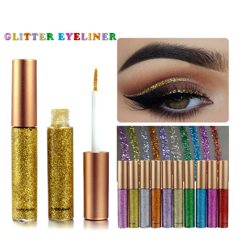 HANDAIYAN Brand 1 Pcs Glitter Liquid Eyeliner Pen 10 Colors Metallic Shine Eye Shadow &amp; Liner Combination Pencil Eyes Makeup