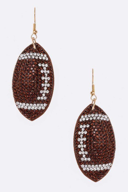 Rhinestone Football Pillow Earrings - Loving It Shop