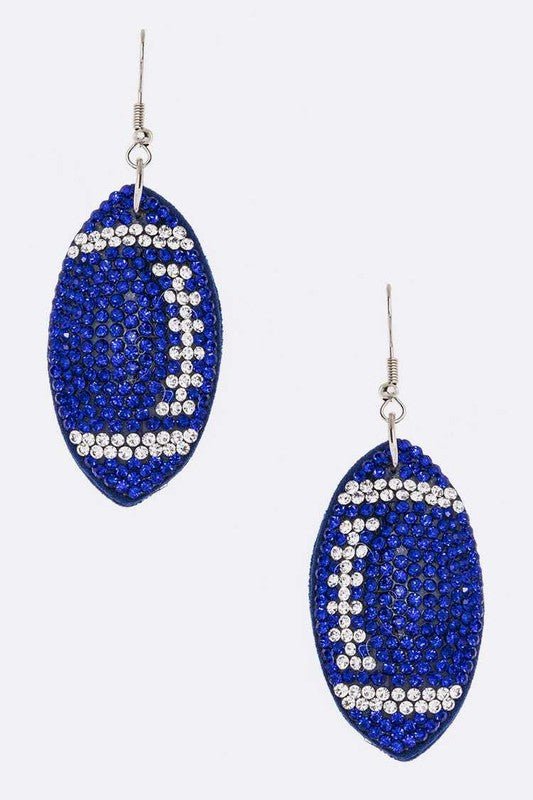 Rhinestone Football Pillow Earrings - Loving It Shop
