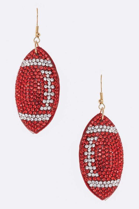 Rhinestone Football Pillow Earrings - Loving It Shop