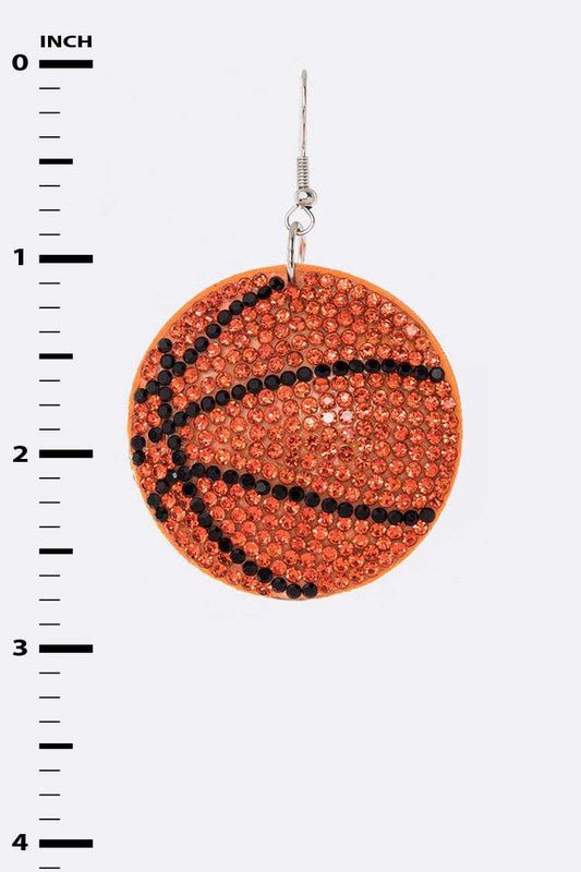 Rhinestone Basketball Pillow Earrings - Loving It Shop