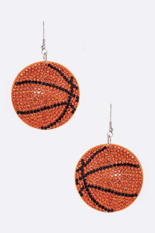 Rhinestone Basketball Pillow Earrings - Loving It Shop