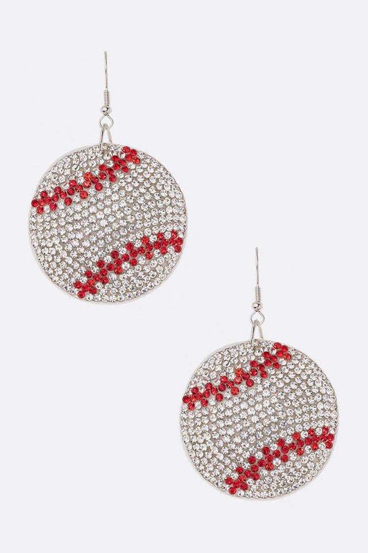 Rhinestone Baseball Pillow Earrings - Loving It Shop