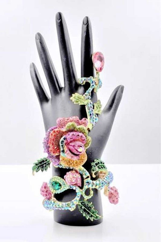 Crystal Rose Statement Palm Bracelet - Loving It Shop